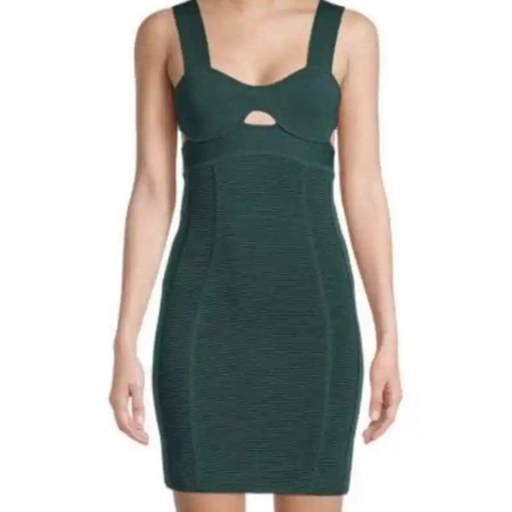 NEW Herve Leger Dark green Cut Out bodycon dress size large